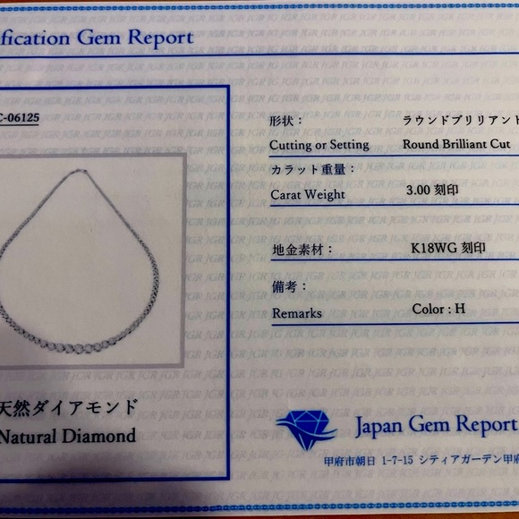 Beautiful 3 carat graduated tennis necklace in 18k white gold with certificate. - Picture 5 of 8